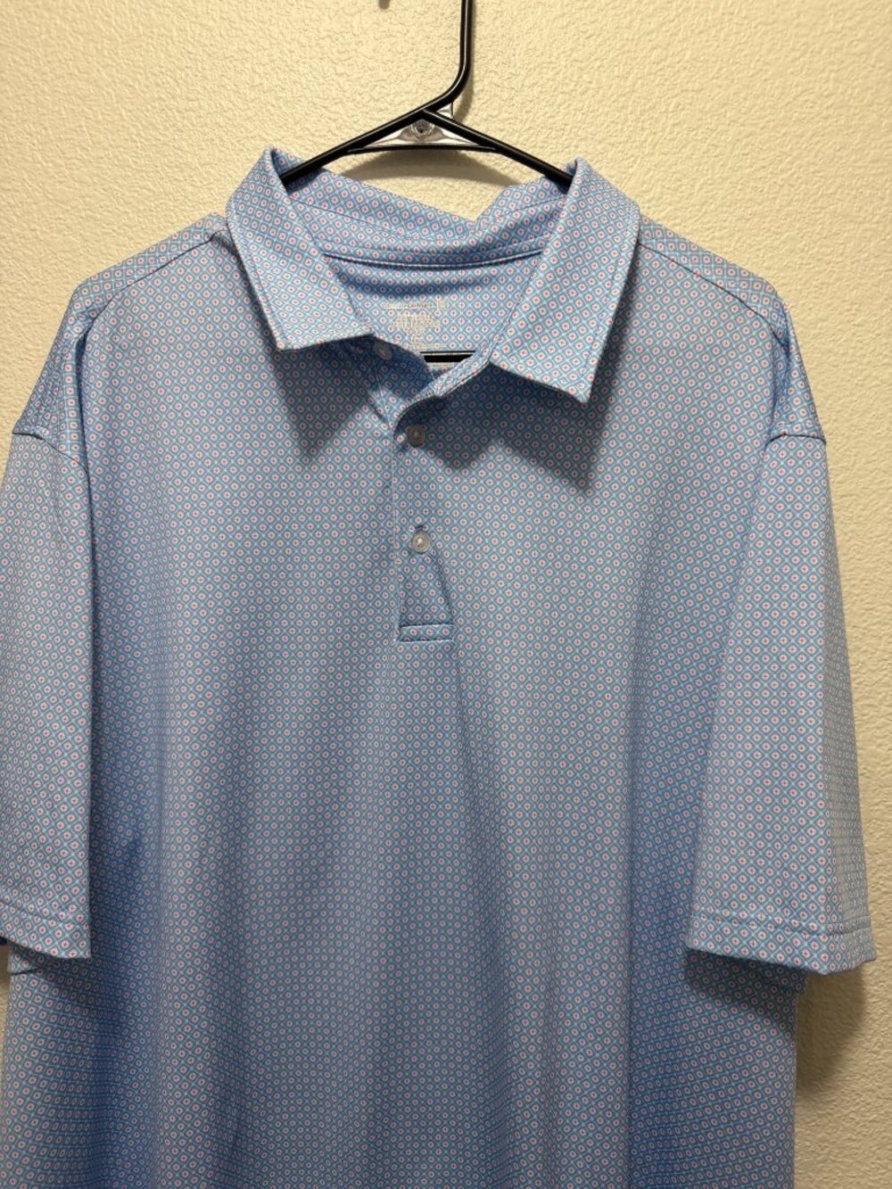 Member's Mark patterned performance polo, light blue, short sleeve, men's XXL